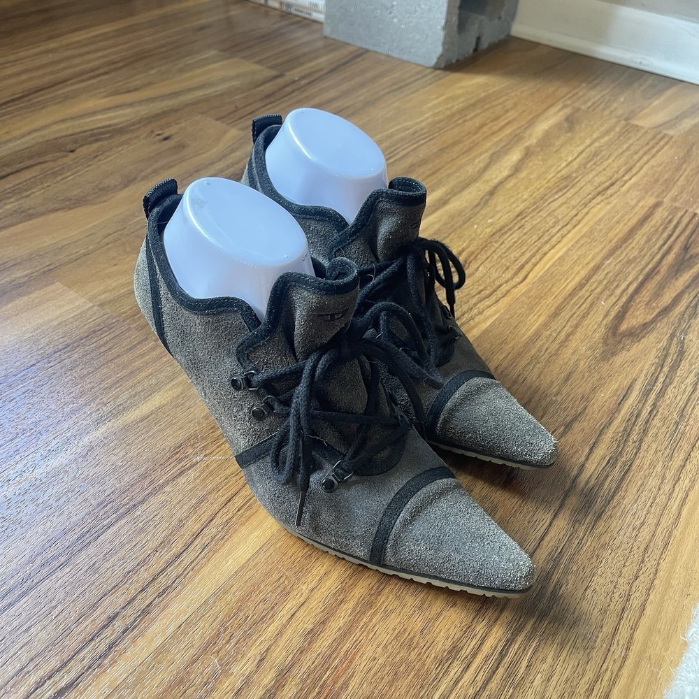 Vtg Diesel Stiletta Sporty Mesh Kitten Heels Pumps Y2K Women's 8 Suede Shasta